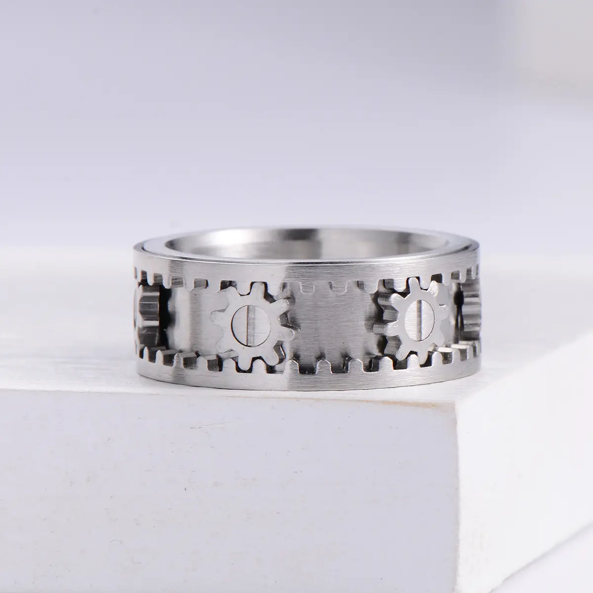 AML-0204 New Men's Stainless Steel Ring Rotatable Gear Ring Gift Box Packaging Holiday Gift AML-0204 New Men's Stainless Steel Ring Rotatable Gear Ring Gift Box Packaging Holiday Gift