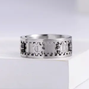 AML-0204 New Men's Stainless Steel Ring Rotatable Gear Ring Gift Box Packaging Holiday Gift