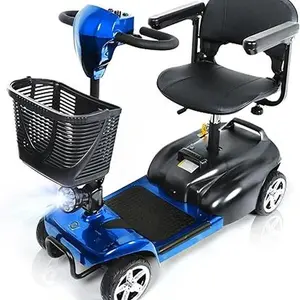 4 Wheel Mobility Scooters for Adults, 265 lbs Foldable Electric Scooter for Seniors,14 Miles Range, 5 Mph Long Range Power Extended Battery with Charger,Basket and LED Light