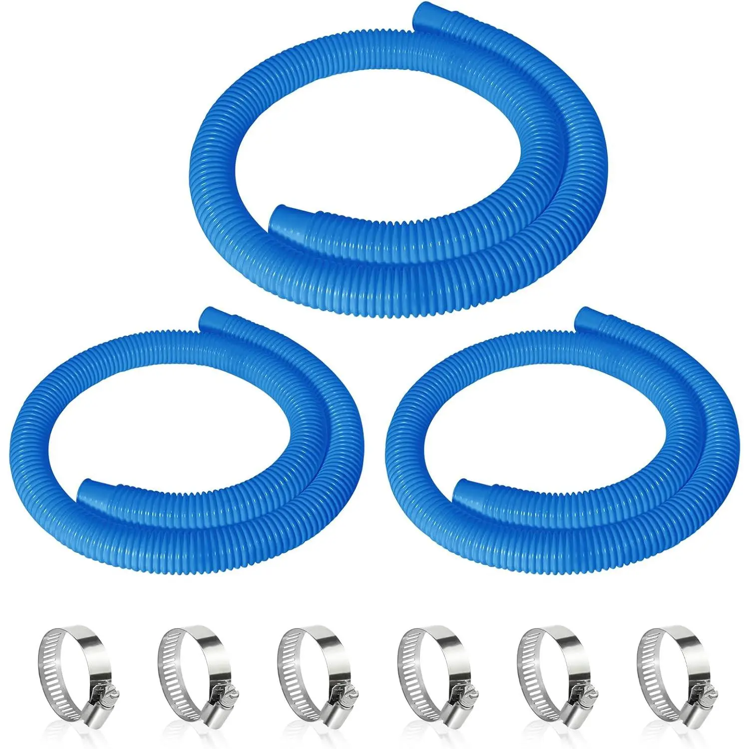 3 count 1.25" Pool Hose, 59" Long Accessory Pool Pump Replacement Hoses, Compatible with All Above Ground Pool Filter Pumps that Use 1 1/4 Diameter Hoses