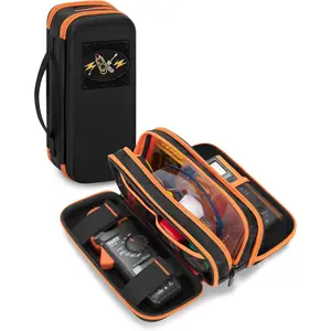 Hard Tool Carrying Case Compatible with  80101/ET310 AC Circuit Breaker Finder, Fluke Digital Multimeter/325 Clamp Multimeter, Electric Tester Bag with Zipper, Black (Empty Bag)