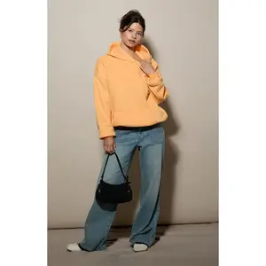 Pacsun Women's Orange Ultra Soft Fleece Core Washed Pullover Hoodie