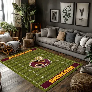 Washington Redskins Football Field Crystal Velvet Area Rug Non‑Slip Kids Modern Living Room Rug#RedskinsFootballRug #NFLTeamKidsDecor #FootballFieldPlayRug #TeamLogoCarpet #CrystalVelvetRug