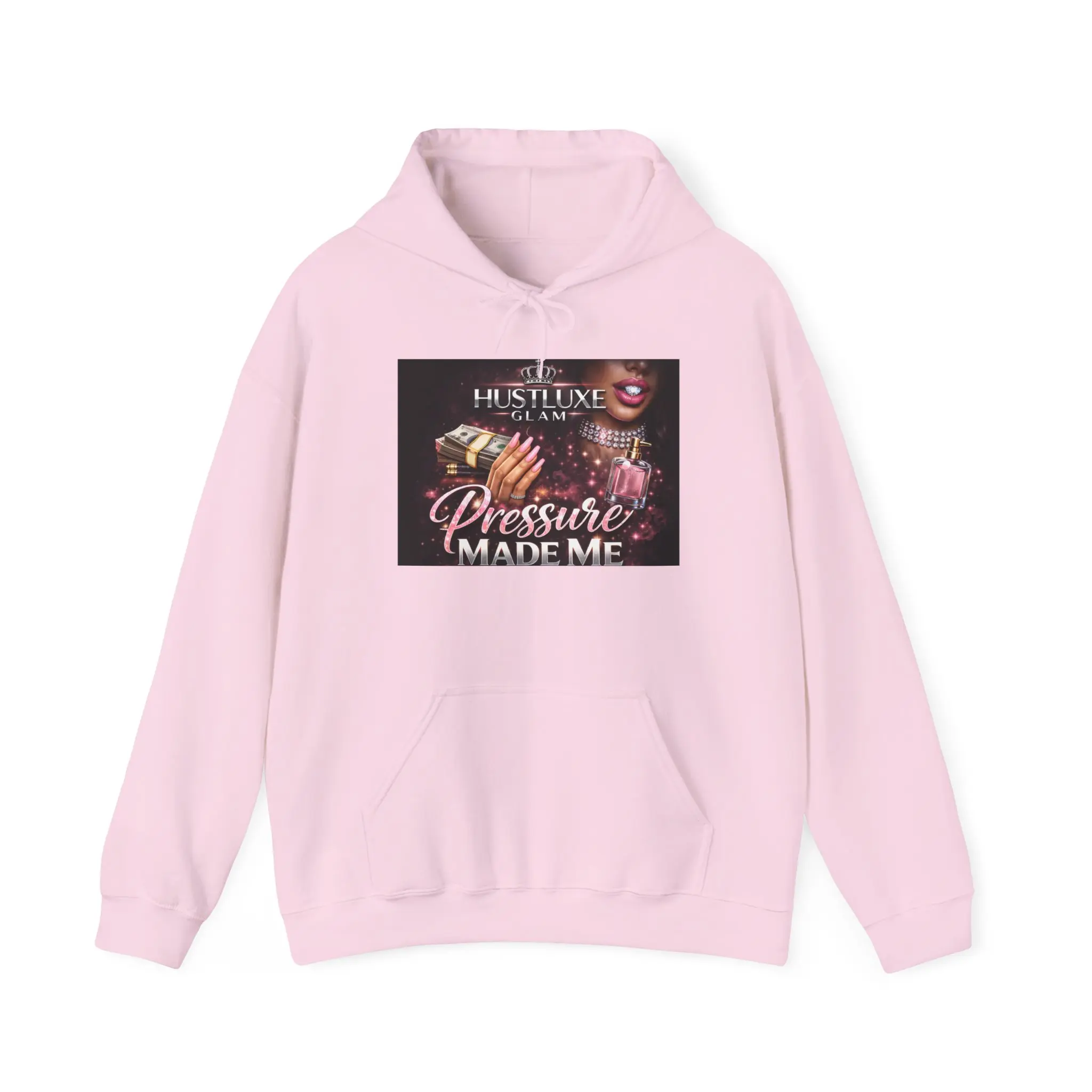 Pressure Made Me Hoodie | Glam Nails Graphic, Sparkle Text, Fashion Statement