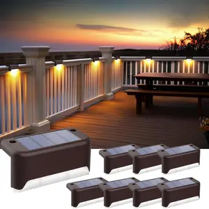 Solar Fence Lights Outdoor, Solar Step Lights Waterproof LED Deck Lights for Stair, Balcony, Railing, Front Porch, Yard, Garden and Patio Decor (8 Pack Warm White)