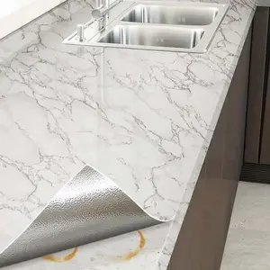 1 Roll Elegant Glossy Deep Marble Contact Paper, Waterproof Easy Peel and Stick Marble Pattern Wallpaper for Kitchen Counter and Bathroom Upgrade, Durable Self-Adhesive Film