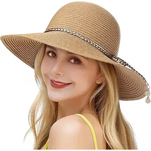 [New Deal] Women's Beach Sun Straw Hat - UV Protection UPF 50+ Sun Hats for Women with Wide Brim