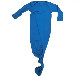 Three Little Tots Blue Knotted Newborn Baby Gown Sleeper - Perfect for Baby's First Night Sleep