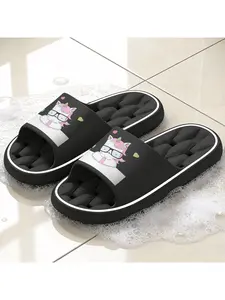 Summer New Cartoon Unicorn Print Hollow Out Slippers Soft Sole Open Toe Sandals for Boys and Girls Non-slip Quick-drying Bath Slippers with Cute Heart Elements Parent-child Breathable Beach Shoes Li