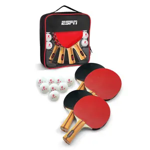 ESPN Ping Pong Paddles (Set of 4) and Ping Pong Balls (Set of 8) Includes Travel Case