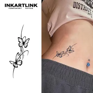 INKARTLINK Tattoo Tech, 2 Sheets Medium Semi Permanent Tattoo, Temporary Tattoos, Last 1-2 Weeks, Waterproof, Realistic Look, No Adhesive, No Reflection (Butterfly)