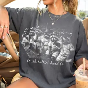[Sale up to 50%] [Free Ship] Racoon Funny Ballfield Dark Comfort Color Shirt Only Baseball Mama Style T-Shirt, Softball Clipart, Travel Baseball Softball Tournament, Softball Ball Mom