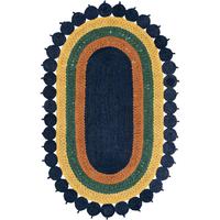 Navy Blue Yellow Green 5' 1 x 8'