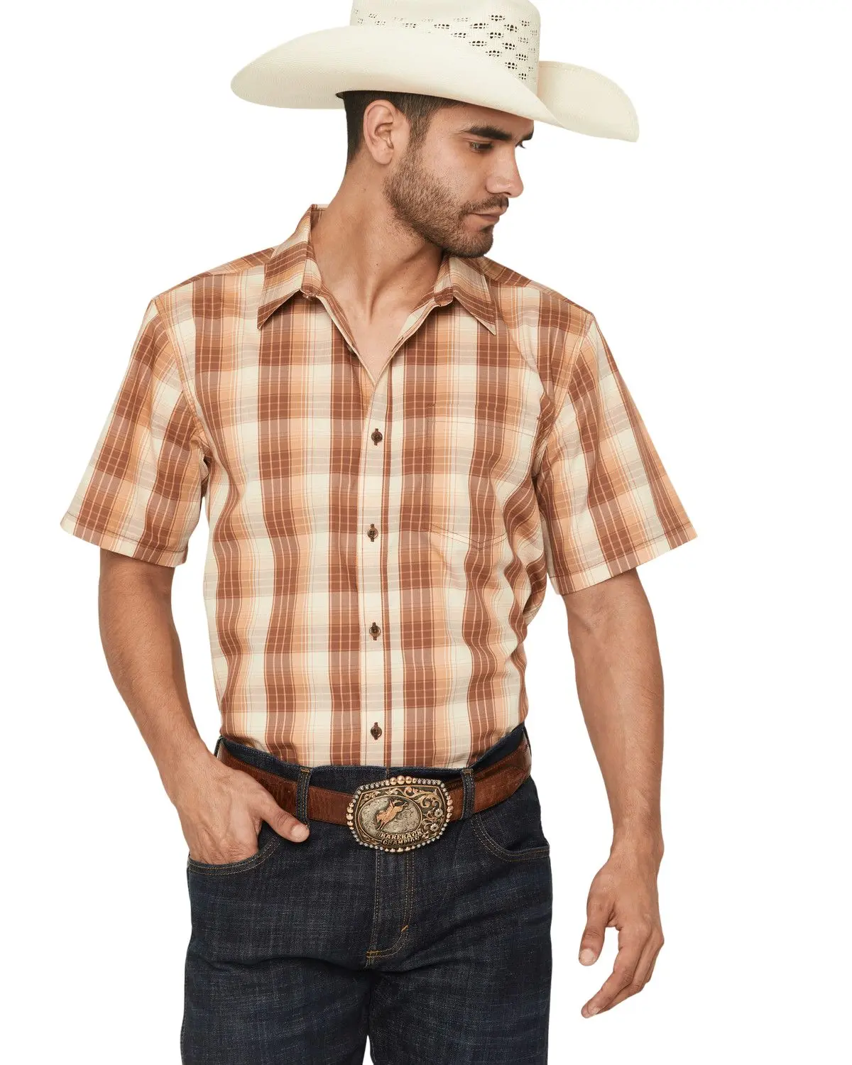 Gibson Trading Co Men's Men'S Bandit Blue Plaid Print Short Sleeve - Gmsu26w11-Bn