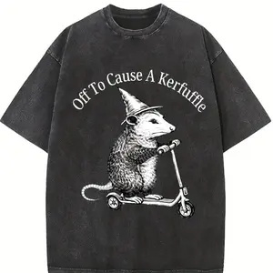 Comfort Colors Off To Cause A Kerfuffle Shirt, Funny Opossum Scooter T-Shirt, Mental Health Tee, Sarcastic Humor Shirt, Animal Lover Gift