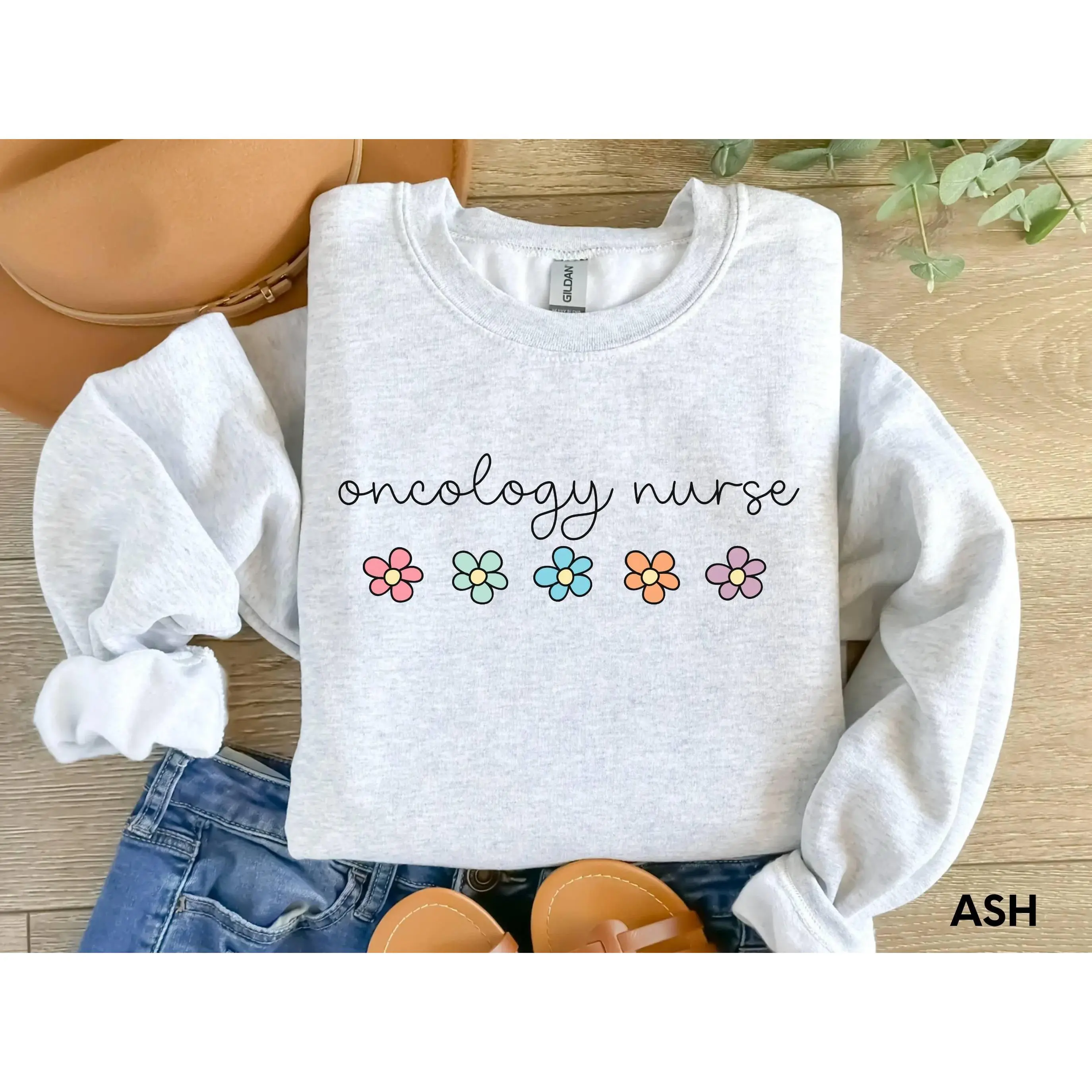 Oncology Nurse Sweatshirt, Oncology Nurse Shirt, Floral Oncology Nurse Crewneck, Oncologic Nurse Tee, Cancer Nurse, Nurse Appreciation Gift Cotton Fabric