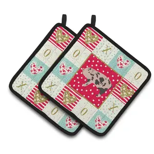 212 MAIN Thick Insulated Colorful 7.5x7.5 in. Mini Pig Love Pair of Fabric Pot Holders
