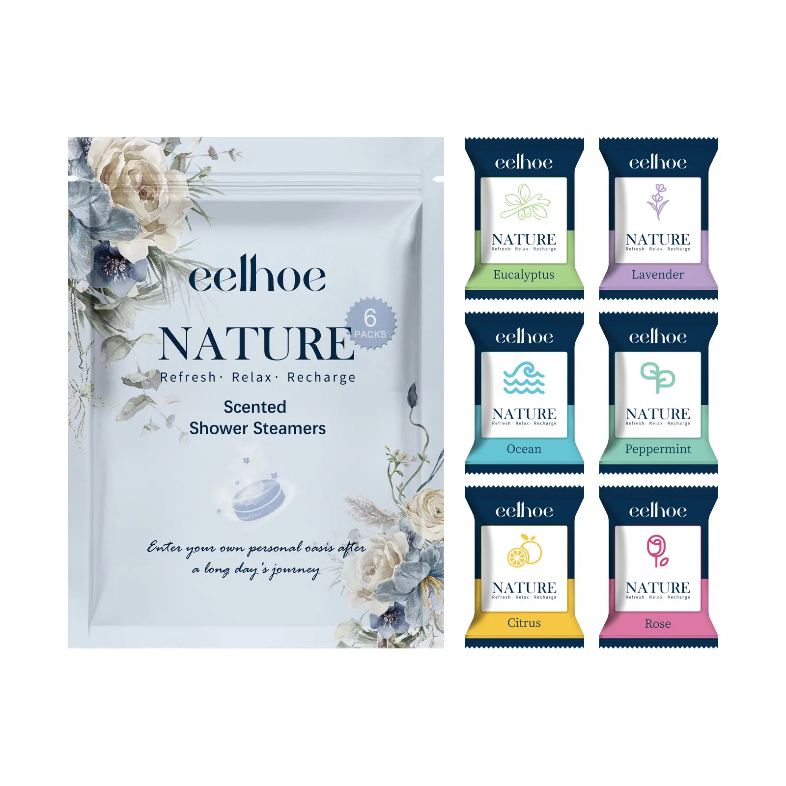 Shower Tablets (6 Pieces), Deep Cleaning, SoftSkin, Fresh Moisturizing, Portable FragranceAromatherapy Bath Cleansing Tablets