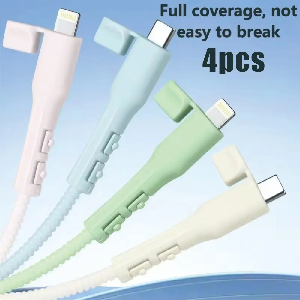 4PCS Charger Cable Protector Set Easy to Install, Full Coverage Protection | Electronic Charging Cable Protector for Phone, Cellphone, Smartphone, Tablet and Laptop USB-C Charging Cables