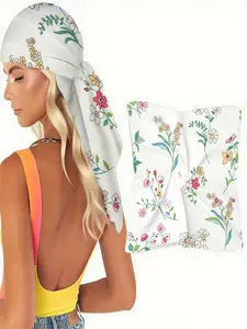 1pc Delicate Floral Scarf with Pink, Yellow & White Blossoms, Soft & Lightweight, Perfect for Spring Picnics & Easter Celebrations