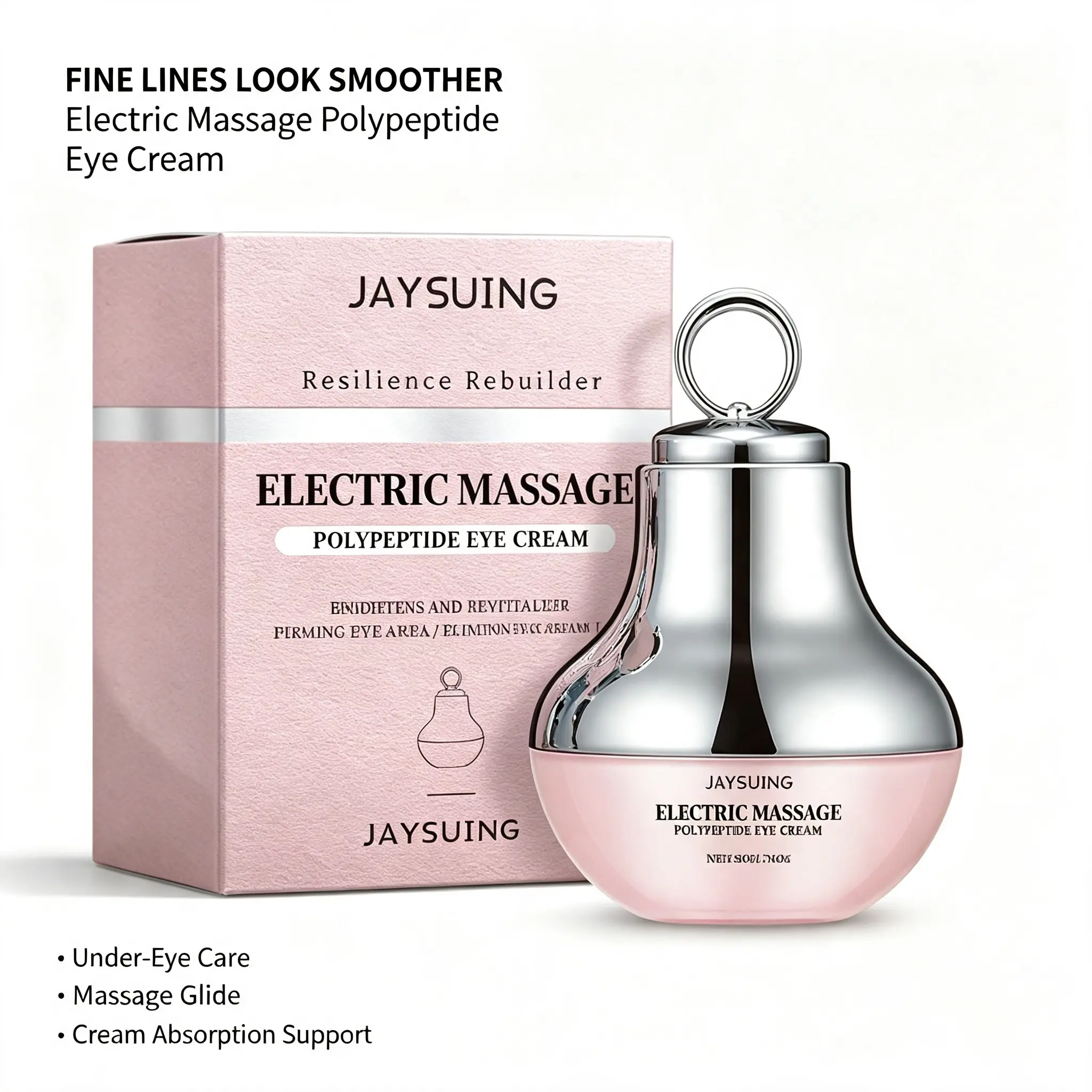 Anti-Aging Eye Cream + Electric Massager Wand – Visibly Firm & Tighten Fine Lines, Smooth Wrinkles, Lift Eye Contour with Collagen Retinol Peptides, 1.76oz
