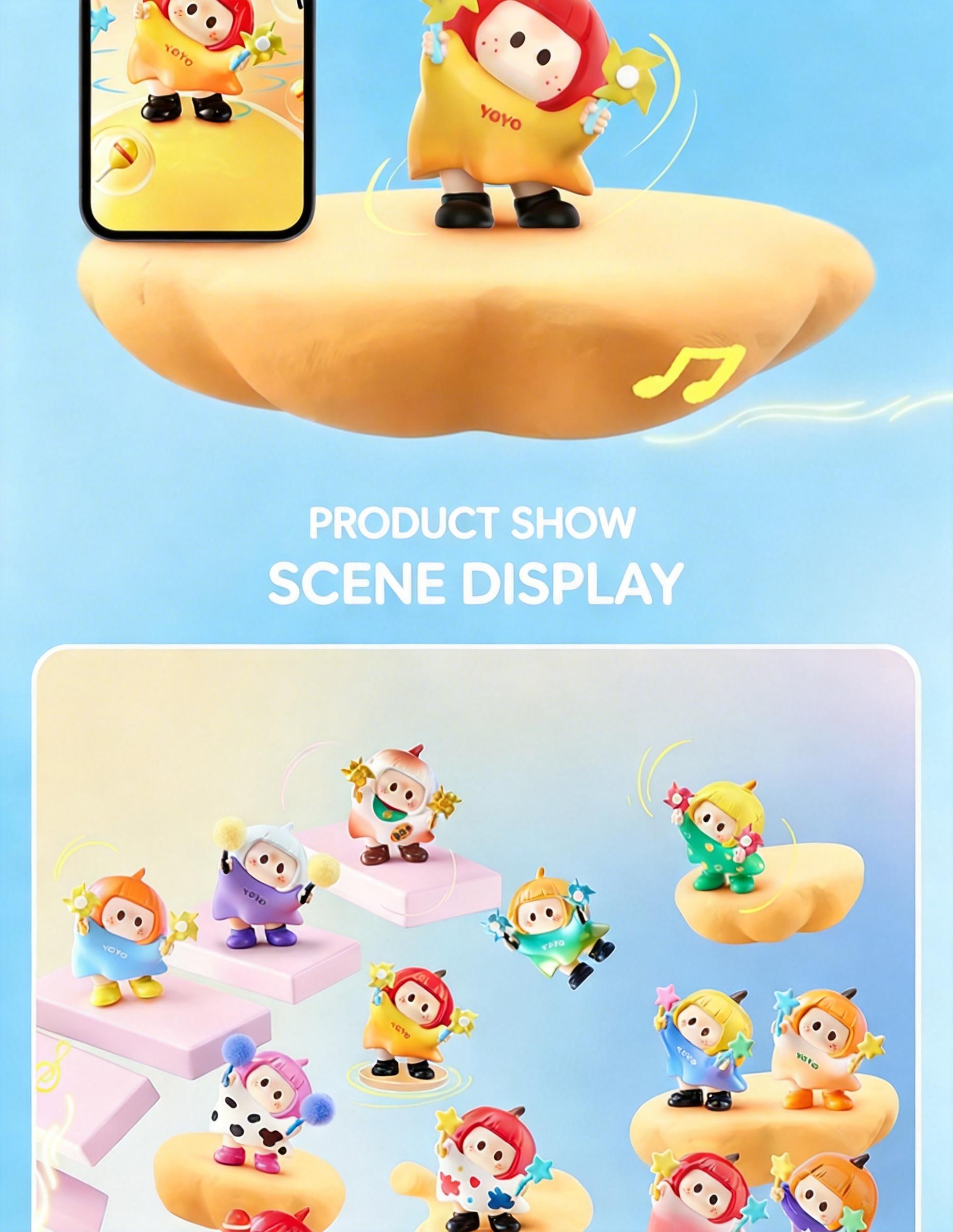 MINISO YOYO Cute Tilting Series Icon Box Blind Box Figurine “Rururu Sauce” Trendy Collectible Figurine Ornament Birthday Gift