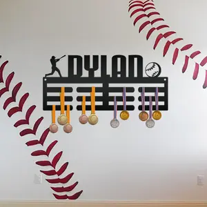 Personalized Baseball/Softball Medals Holder - Senior Gift-Metal Holder for Medals-Kids Bedroom Decor-Medal Holder-Ribbons-Pesonalized Medal Display for Bedroom-Custom Medal Holder for Awards-Medal Hanger-Sports Bedroom Decor