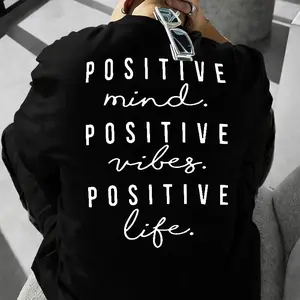 "Positive Mind Positive Vibes" Quote Tee - Inspirational Casual Short-Sleeve Shirt