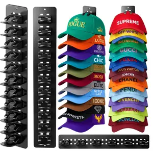 Hat Organizer for Baseball Caps, 2 Pack Detachable DIY Hat Holder Hat Rack Hold up to 22 Hats, Cap Holder Hat Hangers for Wall Closet Door Bedroom(Black)