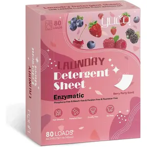 Laundry Detergent Sheets Berry Scent 80 Loads Eco Laundry Soap Washer Sheet, Liquidless Washing Detergent Sheets for Laundry for Travel, Plastic Free,
