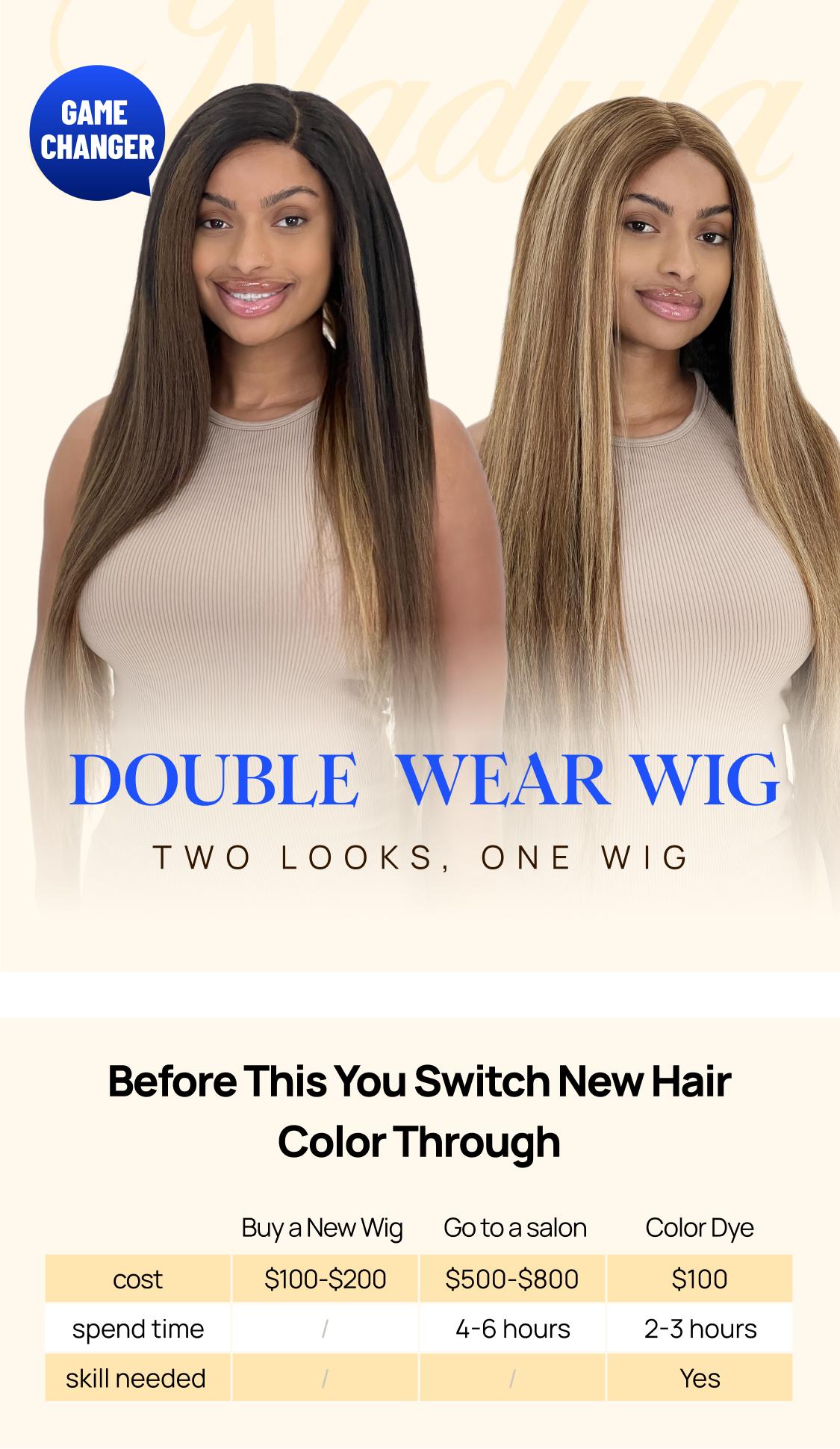 【Clearance】Nadula Double Wear 4x4 Yaki Straight Wig Ombre Chestnut Brown & Honey Blonde Higlight 2 Styles In 1 Put On And Go Wig TikTokShopSpringGlowUp Greenish