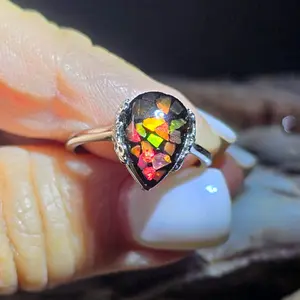 Ammolite Pear Shape Ring