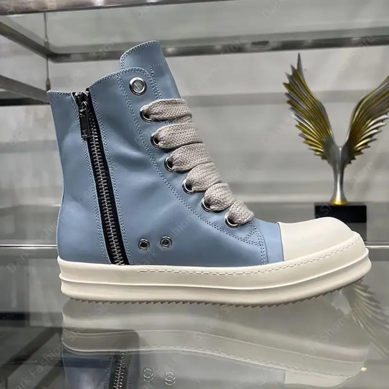 New Rick Owen Leather High Top Jumbo Lace Shoes