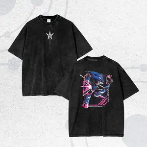 Oversized Vintage Washed Metal Sonic & Shadow T-Shirt | Sonic Anime Graphic Print | Heavyweight Cotton | Acid-Washed Retro Style | Casual Streetwear | Perfect Gift for Sonic Fans