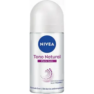NIVEA Tono Natural Roll-on Deodorant EFECTO SATIN with Vitamin C & Avocado Oil - Gentle Antiperspirant for 48h Protection & Natural Tone Recovery - 2oz