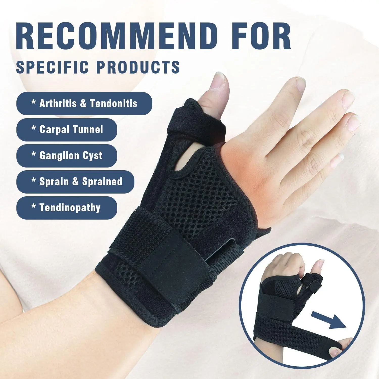 Thumb Brace, Thumb Spica Splint for Right Hand or Left Hand for Arthritis Pain & Support, Trigger Thumb Splint and Stabilizer for Carpal Tunnel Pain Relief, Tendonitis, Sprain ,Multiple Colors Immobilization Ergonomic Design