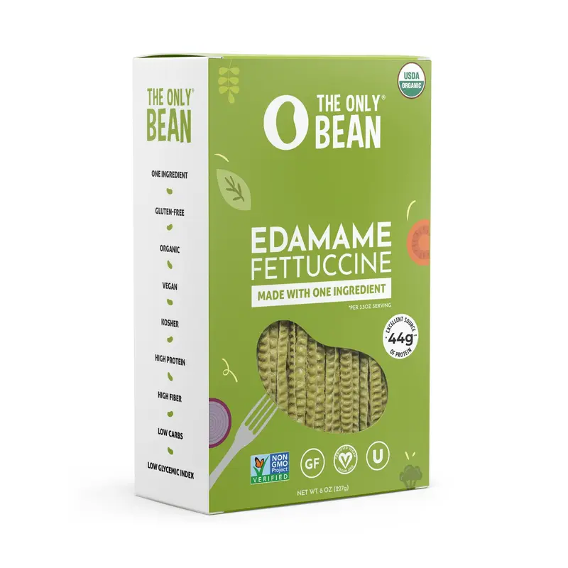 Organic Edamame Fettuccine Bean Pasta (Multiple Pack Sizes)  High Protein Vegan Fiber Carb