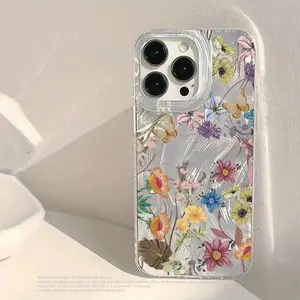 Watercolor Floral Feather Cloth Phone Case for iPhone 17/16/15/14/13/12/11 Pro Max/Pro/Plus/Air - TPU & PET, Scratch-Resistant, Shockproof, Slim Fit