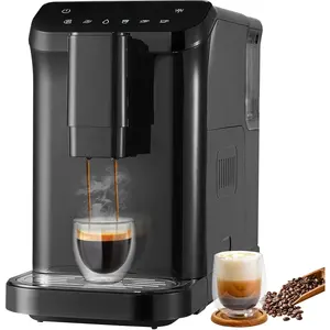 VEVOR Automatic Espresso Machine - Built-In Grinder, 15 Bar Auto Coffee Machine with 15-Level Grinding Settings, Professional Espresso Coffee Maker with 1.5L Water Tank and 180g Bean Hopper