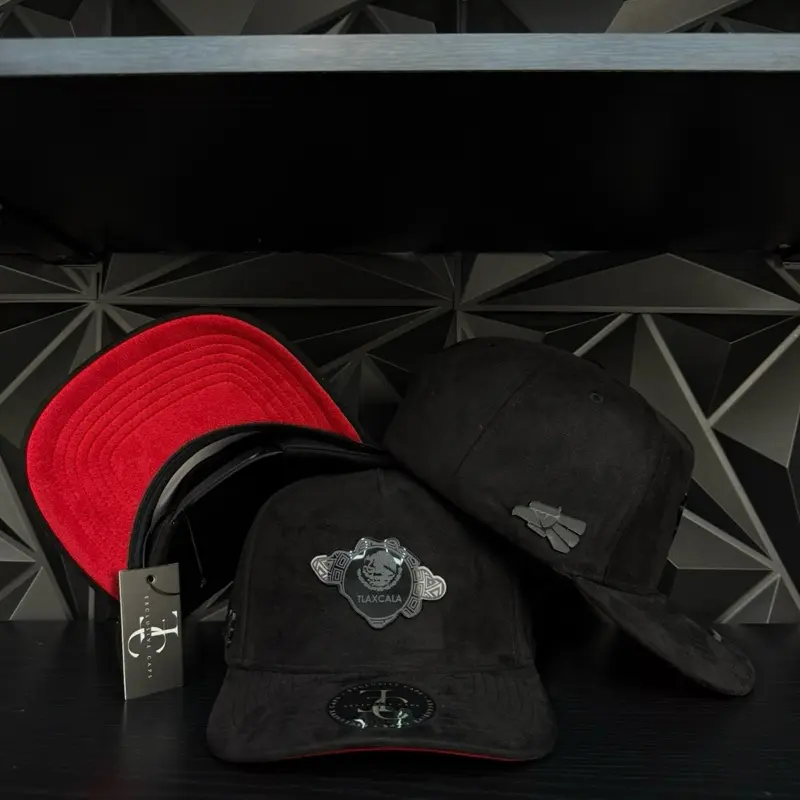 Tlaxcala México SnapBack Hat-Black/Red Suede