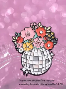 Charming Enamel Brooch with Cartoon Disco Ball Bouquet Design, Stylish Zinc Alloy Badge for Bags Hats Sweaters, Unisex Fashion Jewelry Accessory