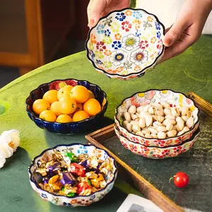 Hand Painted Ceramic Snack Plate, Vintage Fruit Dip Plate, Snack Plate for Home Kitchen Party, Kitchen Accessories