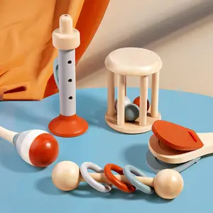 Montessori wooden textile drum rolling drum infant and toddler logic thinking hand-eye coordination training toy