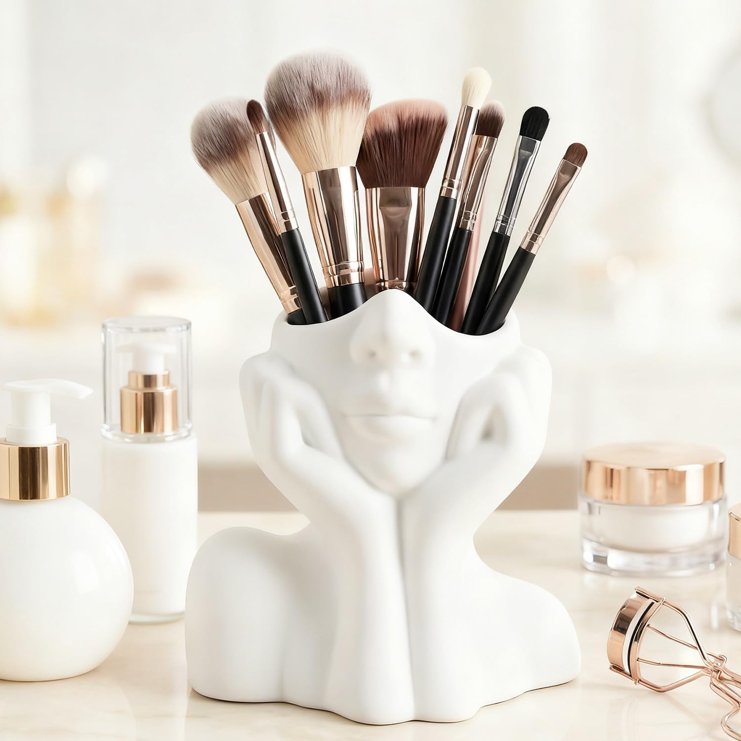 Human Body Art Styling Storage Box Nordic Household Student Dorm Desk Stationery Pen Holder Makeup Brushes Holder, Unique and Creative Storage Box for Makeuo Brushes, Pen Holder, Office Installation Tool, Cute Cosmetics Organizer, Beauty Organizer