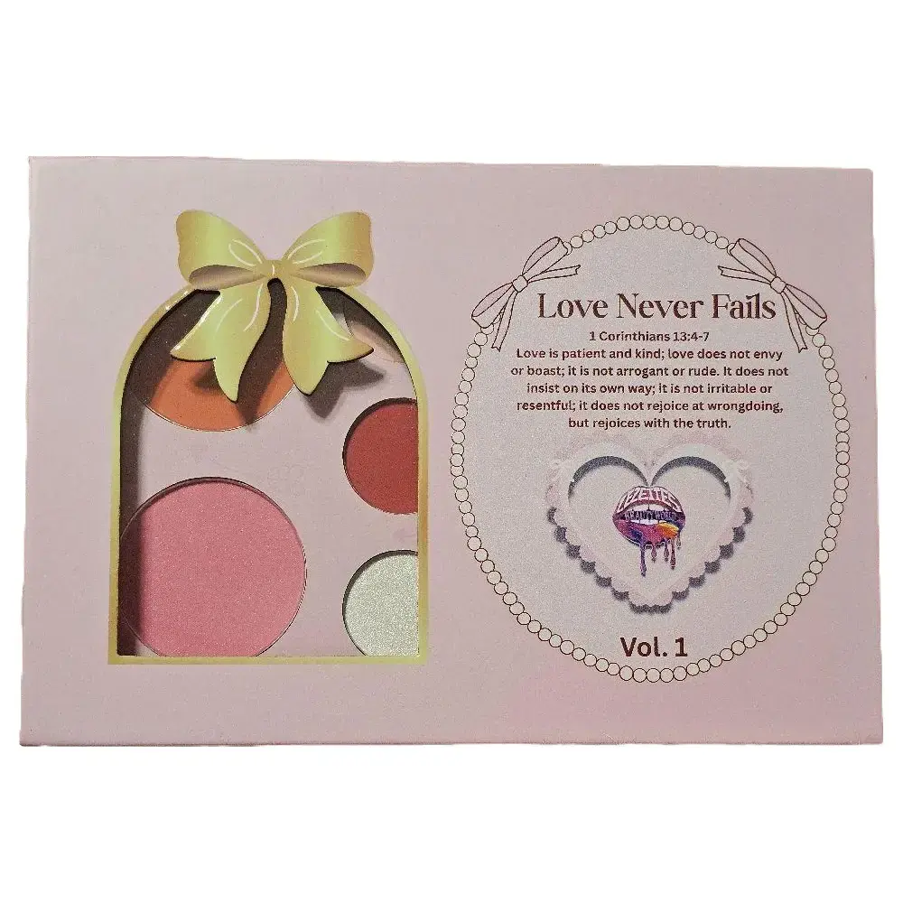 Lezettesbeautyworld Love Never Fails Vol. 1 Cosmetic Makeup Set with 6 Eyeshadows, 2 Blushes & Strawberry Lip Balm with SPF 30, Eyeshadow Makeup, All Skin Types
