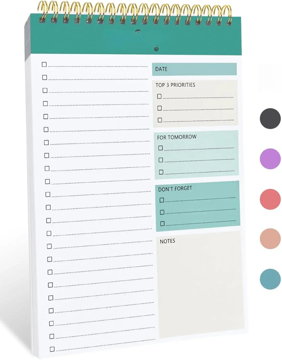 To Do List Notepad - 52 Sheets Undated Daily Planner for Enhanced Productivity & Goal Achievement - Green PP Cover & Sturdy Paperboard Back