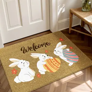 Easter Bunny Easter Egg Welcome Rug, Non-Slip Backing, Suitable for Bathroom Kitchen Indoor Outdoor Use