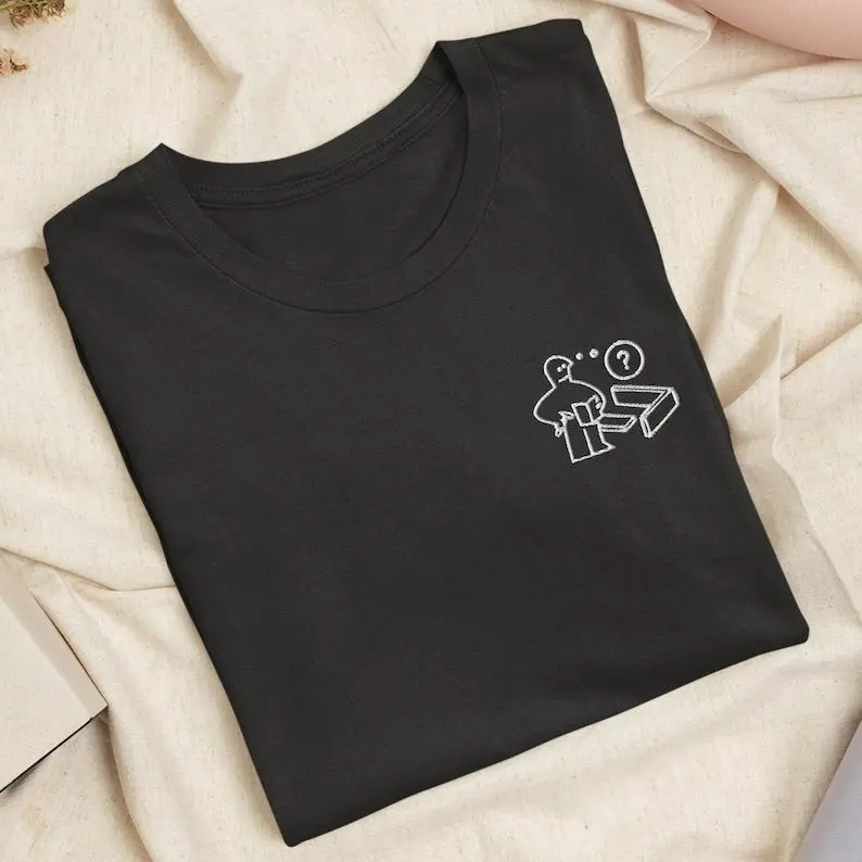 Confused IKEA Man Embroidered T-Shirt: Lightweight Cotton, Unisex Fit