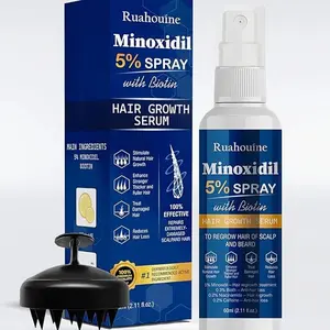 5% Minoxidil Hair Growth Spray with Brush for Women & Men, Minoxidil Biotin for Men Beard, 60ml  2.11 fl.oz