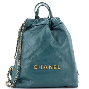 Pre-owned CHANEL Leather Backpacks 22 Chain Backpack Quilted Calfskin Medium by Rebag